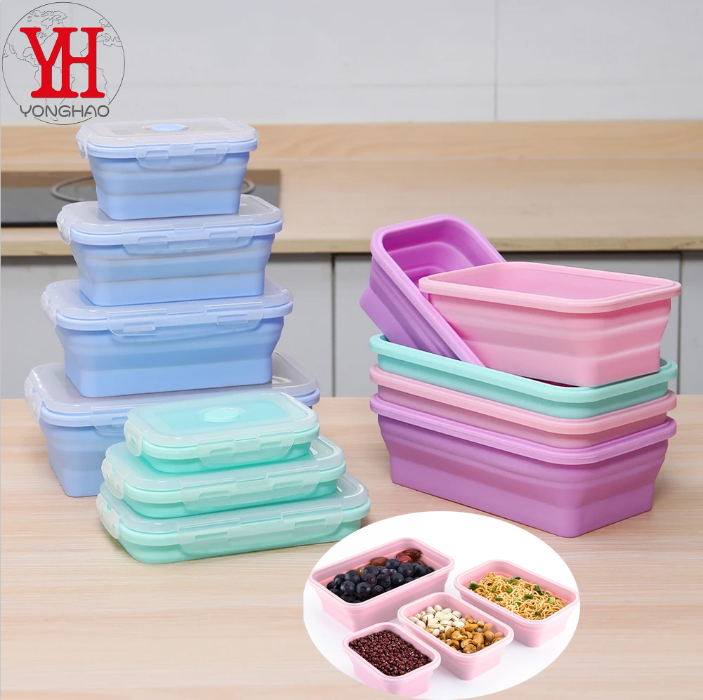 Meal Prep Tupperware - 4 adet/takım Silikon Dikdörtgen yemek kabı
